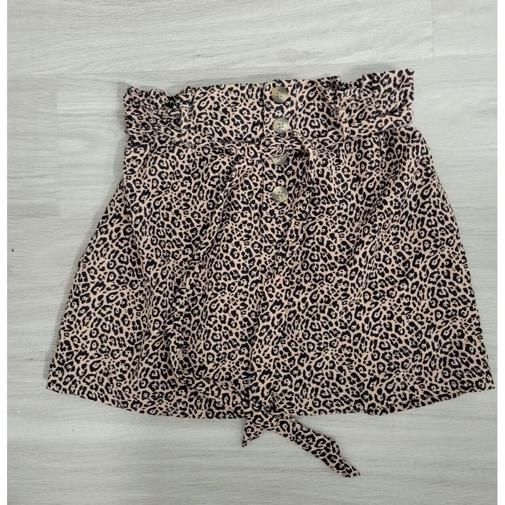 American Eagle Leopard Print Belted Paperbag Mini Skirt Women's XS